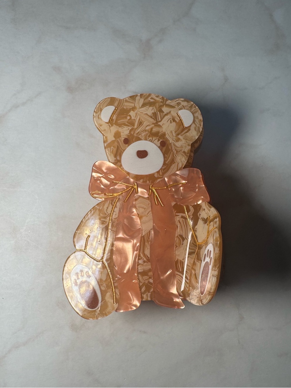 Teddy Bear with Bow Hair Claw